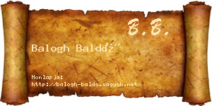 Balogh Baldó névjegykártya